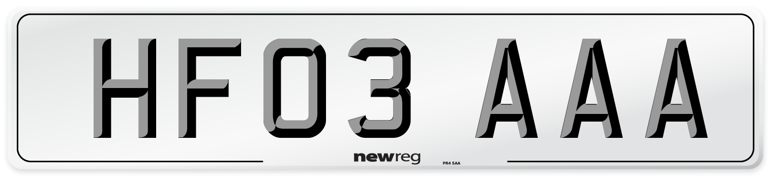 HF03 AAA Number Plate from New Reg